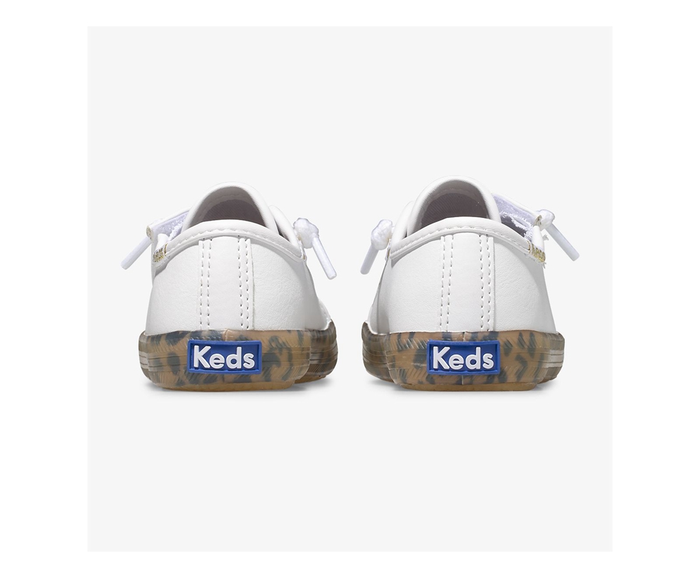 Πανινα Παπουτσια Παιδικα - Keds Kickstart Leopard Foxing Jr. - Λευκα - VJBRT1382